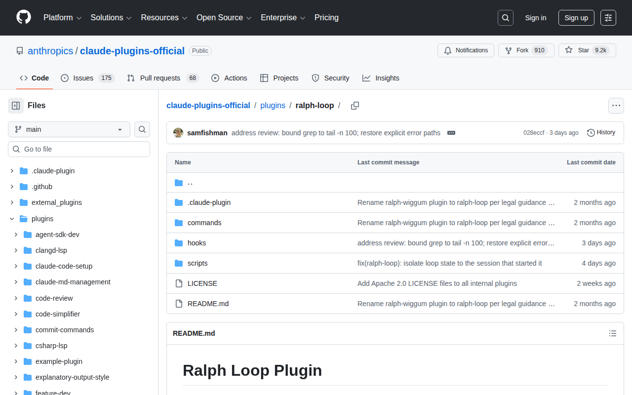 Ralph Loop Plugin – Offizielles Anthropic Claude Plugin für autonome Loop-Agenten
