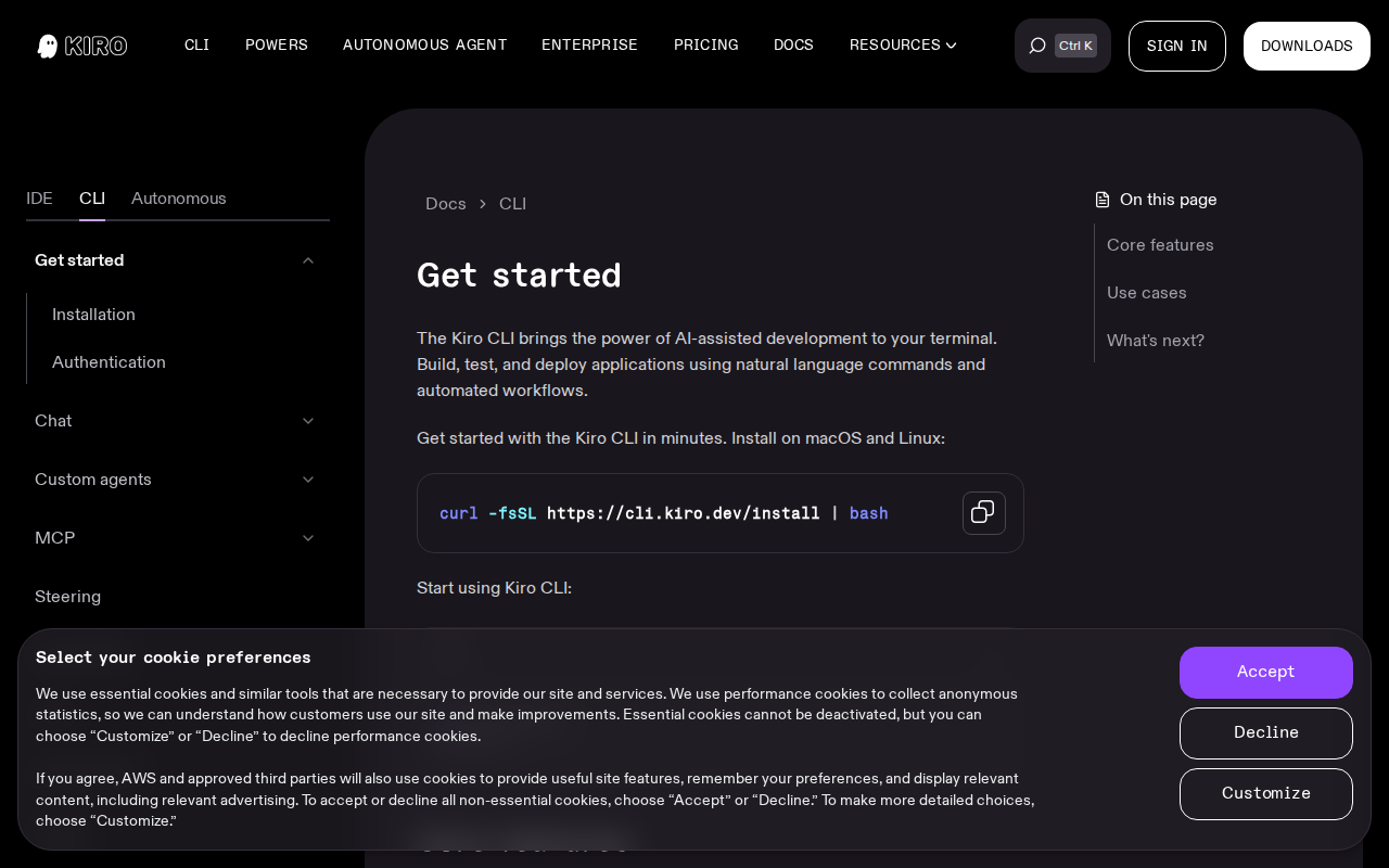 Kiro CLI Dokumentation – AI-gestützte Entwicklung im Terminal